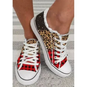 Pogoboots Women Casual 3D Printing Color Leopard Canvas Shoes