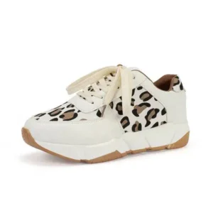 Pogoboots Women Fashion Autumn And Winter Leopard Leather Stitching Sneakers