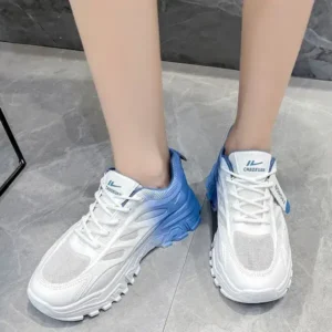 Pogoboots Women Fashion Round Toe Breathable Mesh Gradient Sneakers