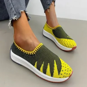 Pogoboots Women Fashion Fly Knit Breathable Platform Low Top Sneakers