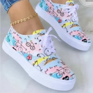 Pogoboots Graffiti Print Platform Canvas Shoes