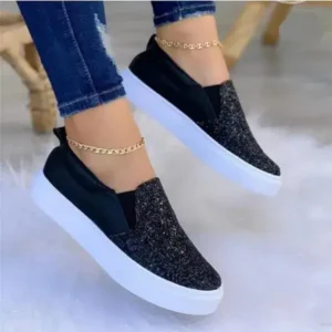 Pogoboots Thick Sole Casual Sequined Shoes Women Flat Shoes