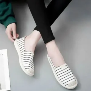 Pogoboots Fashion Stripe Pattern Design Women Round-Toe Casual Espadrilles Shoes