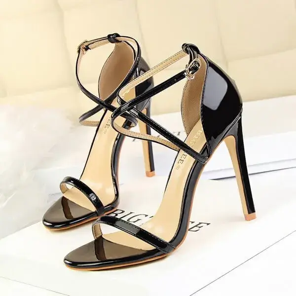 Pogoboots Women Fashion Sexy Hollow Cross Stiletto Heel Sandals