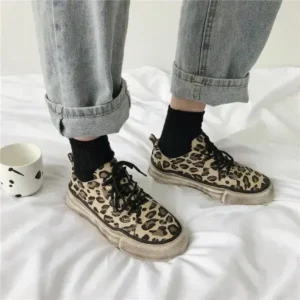 Pogoboots Women Fashion Leopard Printing Flat Sneakers