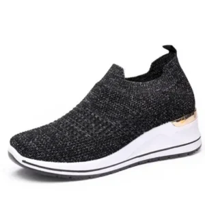 Pogoboots Women Casual Mesh Knit Design Breathable Comfort Wedge Platform Sneakers