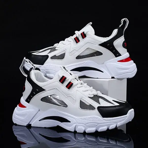 Pogoboots Men Spring Autumn Fashion Casual Colorblock Mesh Cloth Breathable Lightweight Rubber Platform Shoes Sneakers