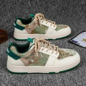 Pogoboots Men'S Casual Retro Secret Forest Oil Painting Pattern Sneakers