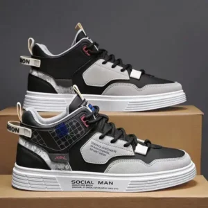 Pogoboots Men'S Fashion High Top Color Block Sneakers