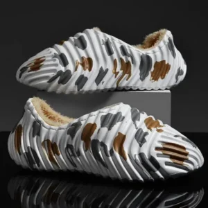 Pogoboots Men'S Fashion Camouflage Coconut Shape Fleece Warm Plush Shoes