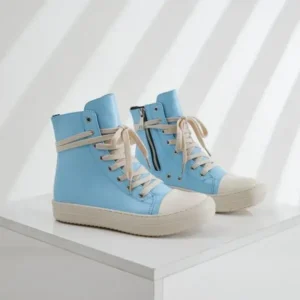 Pogoboots Women Fashion Blue Faux Leather High Top Shoes