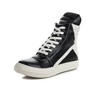 Pogoboots Women Fashion Casual Black White Inverted Triangle High Top Shoes