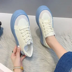 Pogoboots Women Fashion Round Toe Lace-Up Sneakers