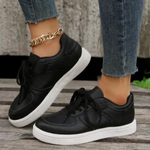 Pogoboots Women Fashion Round Toe Platform Solid Color Sneakers