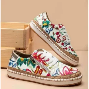 Pogoboots Women Fashion Color Matching Ethnic Style Printed Sneakers