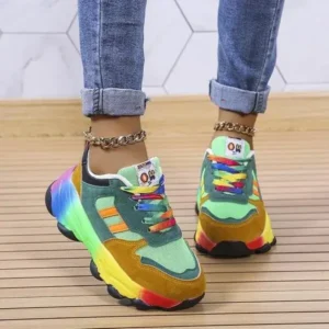 Pogoboots Women Fashion Platform Color Block Platform Sneakers